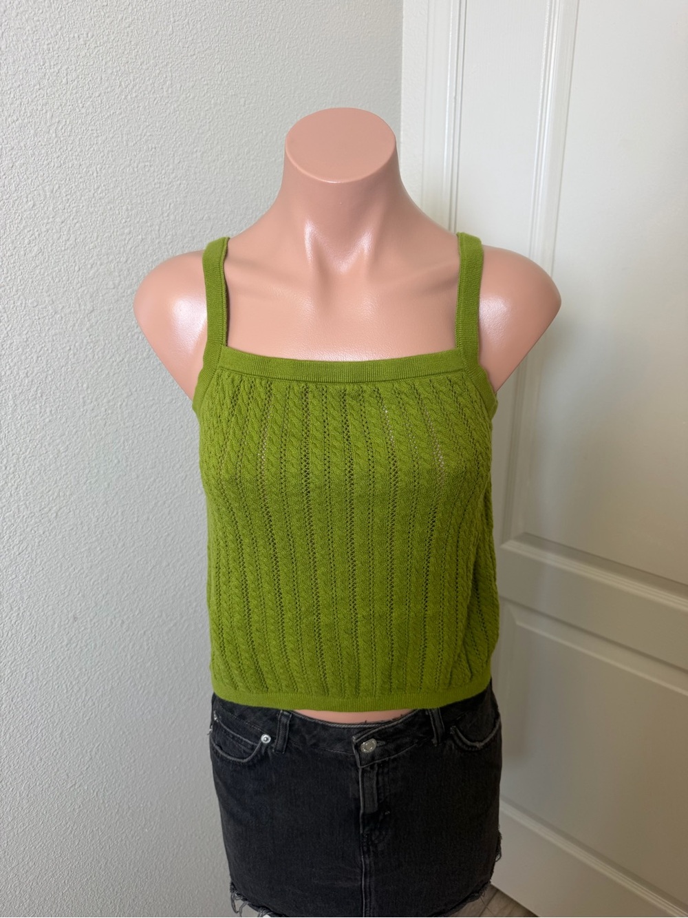 Gap Green Knit Square-Neck Cami Top Sz M